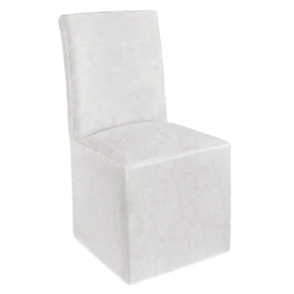 2 brand new WHITE Holiday Medley Damask Chair Covers for Dining Room Chairs